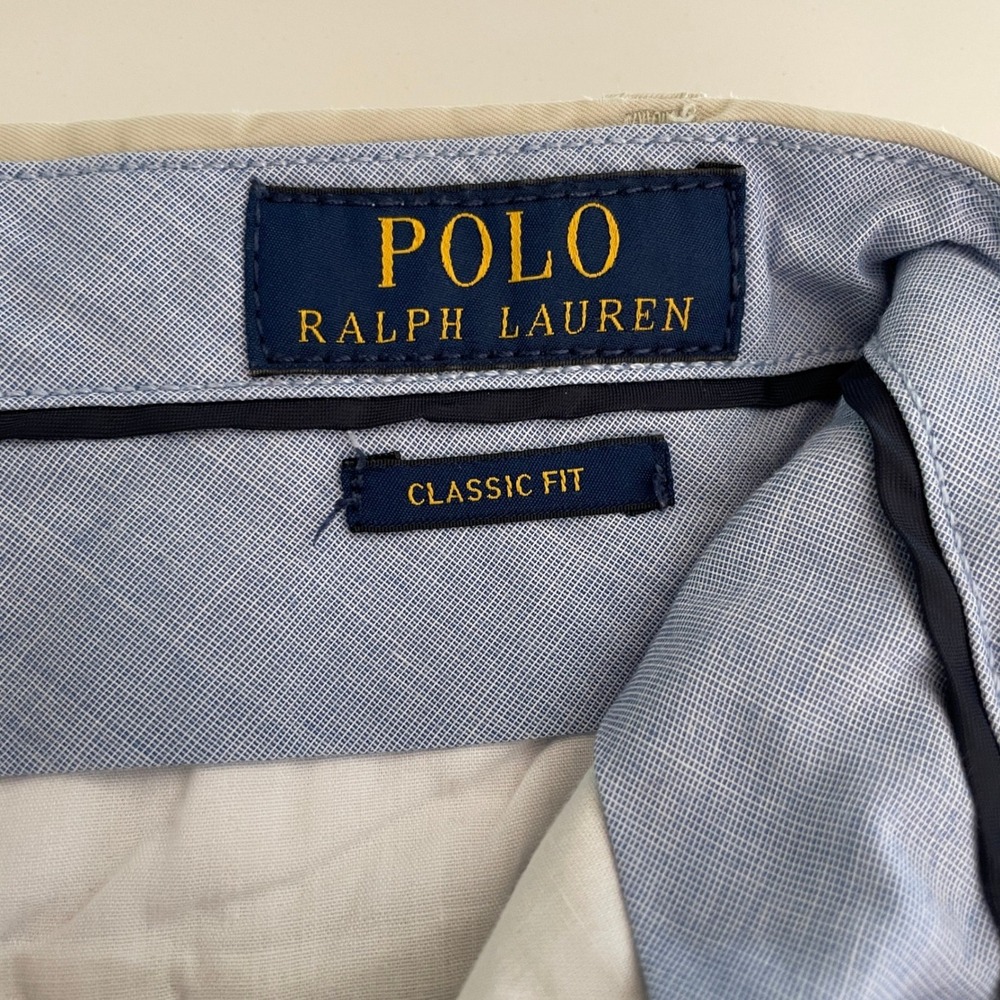 Polo Ralph Lauren Mens Classic Fit Chino Shorts Khaki Tan Cotton Size 31 - Picture 7 of 8